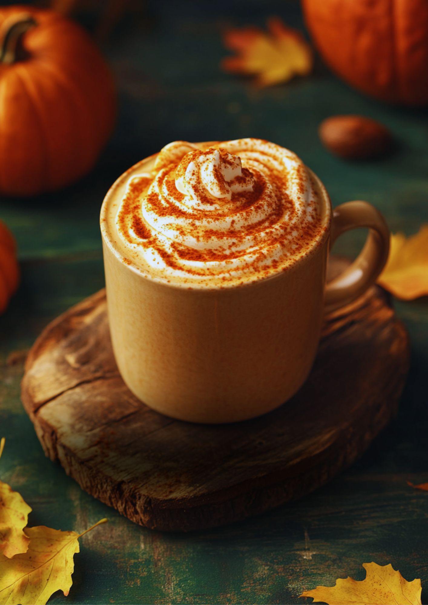 Pumpkin Spice Latte mit Sahne und Zimt